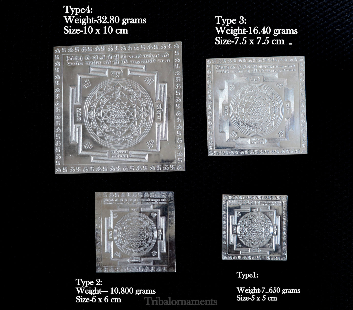 Pure silver Shri Laxmi Yantram, MahaLaxmi Yantra, shree yantram for home temple puja, silver puja articles su531 - TRIBAL ORNAMENTS