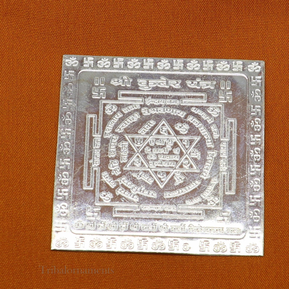 Sterling silver Shri kuber Yantram, idol kubera Yantra, god yantram for home temple puja, silver puja articles su544 - TRIBAL ORNAMENTS