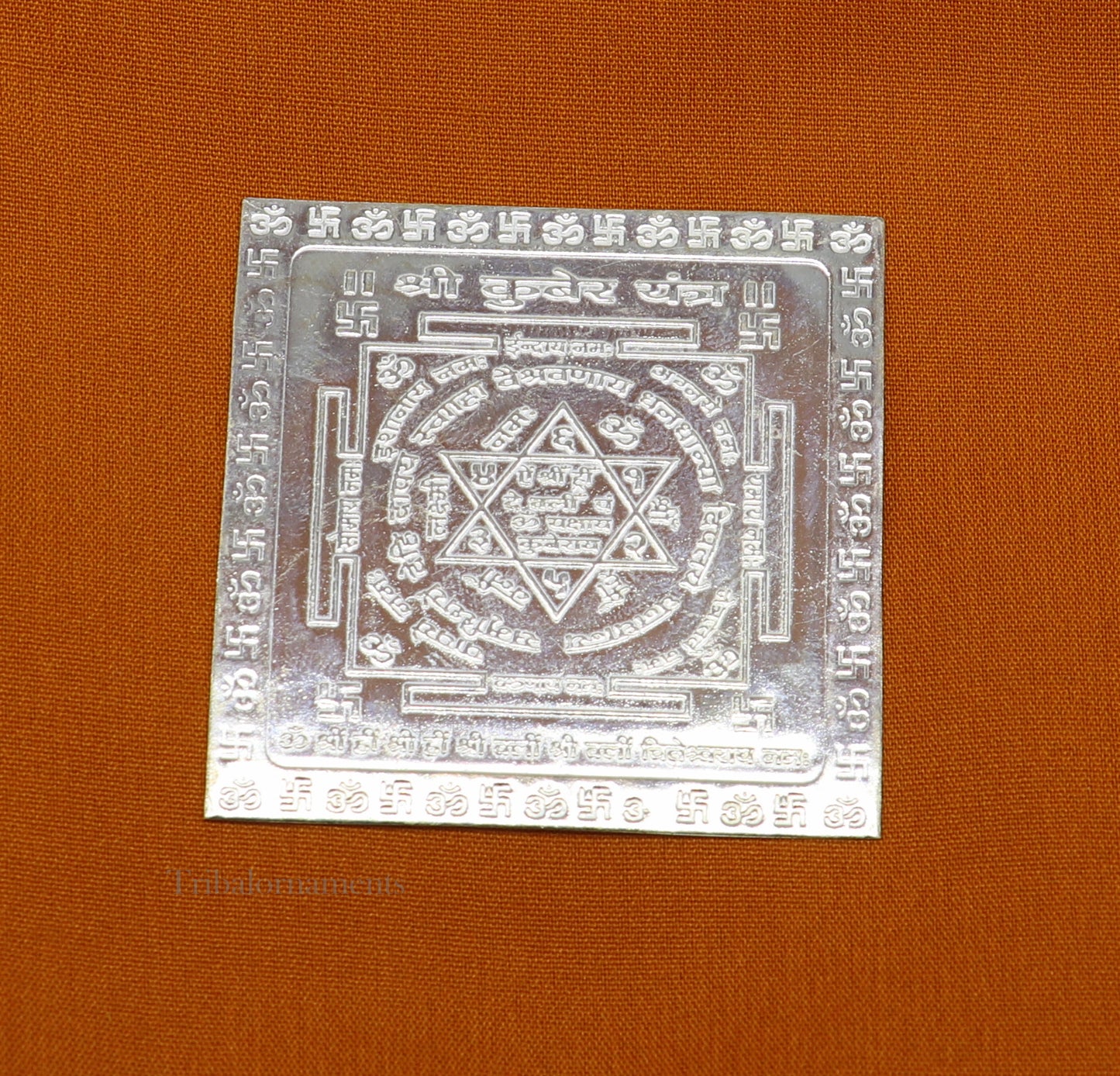 Sterling silver Shri kuber Yantram, idol kubera Yantra, god yantram for home temple puja, silver puja articles su544 - TRIBAL ORNAMENTS