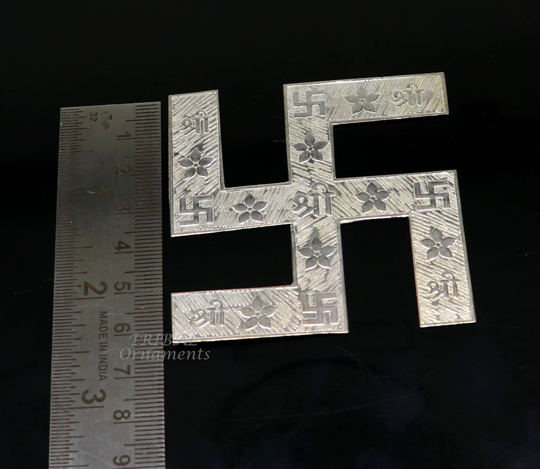 2.5 inches 925 sterling silver handmade swastika amazing divine holy swastik for your home and temple su893 - TRIBAL ORNAMENTS