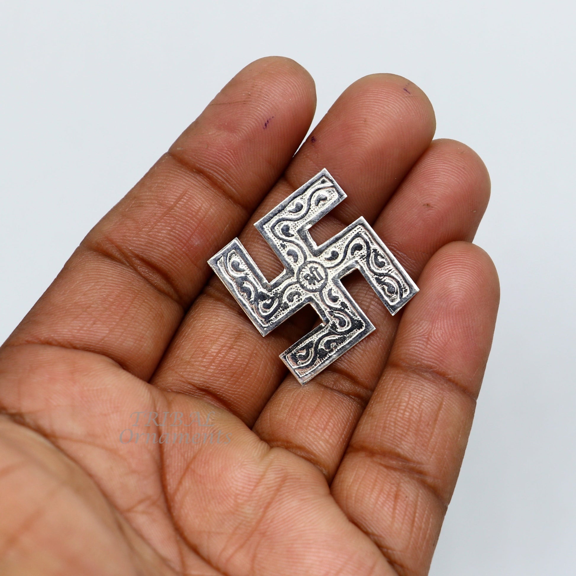 1" inches 925 sterling silver handmade swastika amazing divine holy swastik for your home and temple su894 - TRIBAL ORNAMENTS