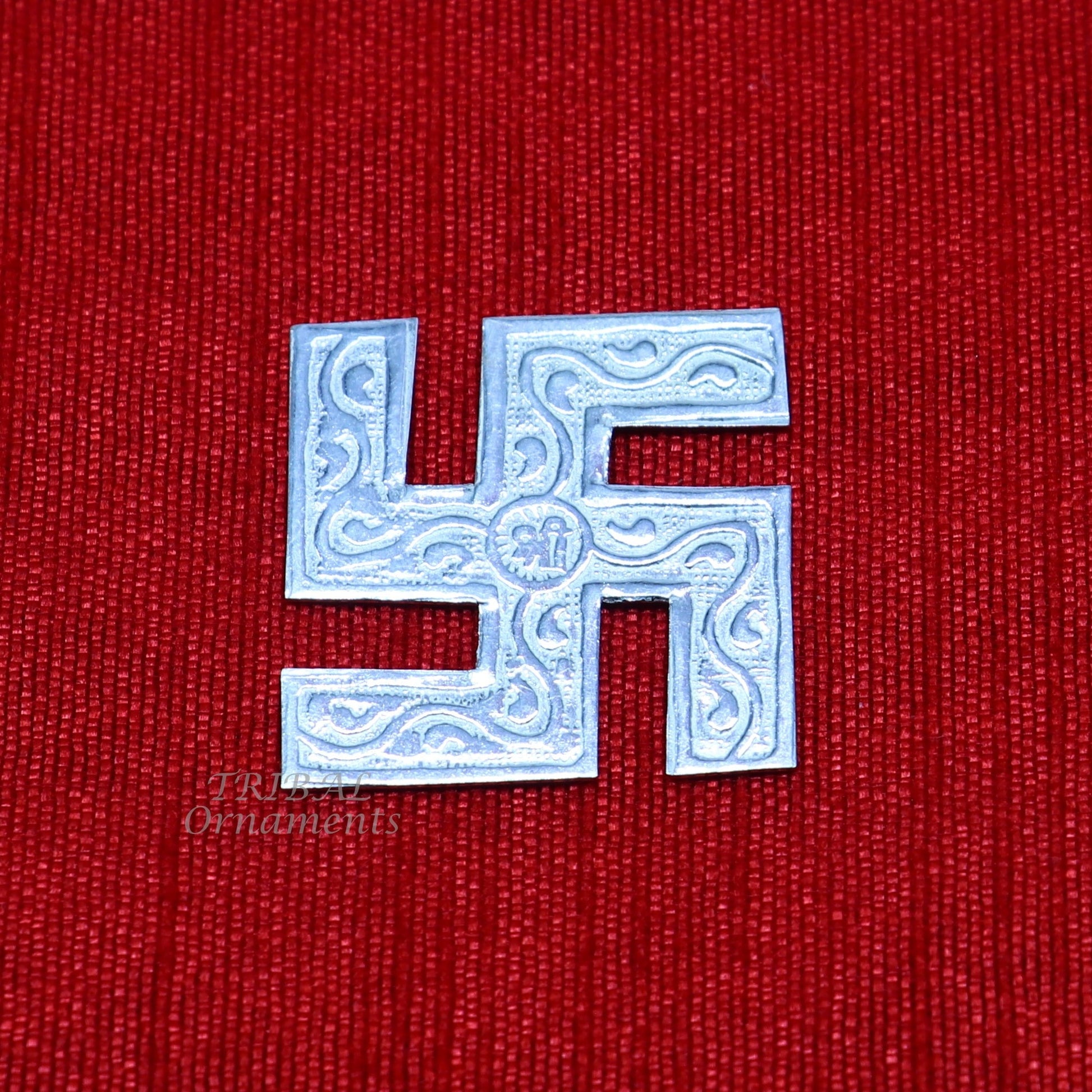 1" inches 925 sterling silver handmade swastika amazing divine holy swastik for your home and temple su894 - TRIBAL ORNAMENTS