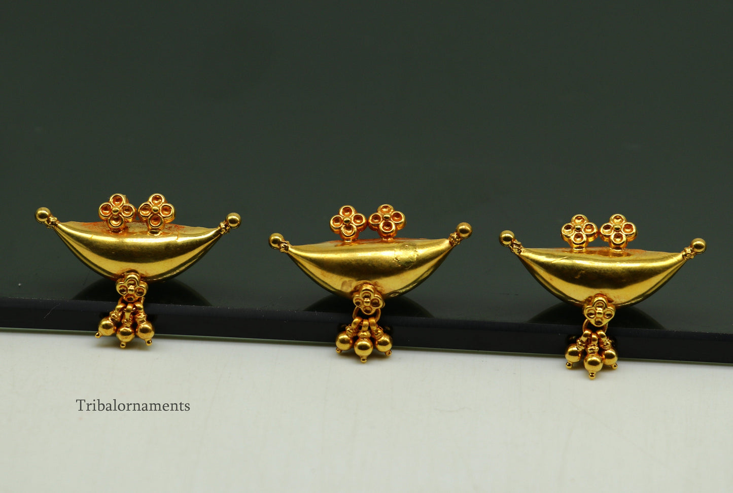 20kt yellow gold customized Traditional tribal style amulet pendant with elegant hanging drops, vintage antique ethnic banjara pendant gp21 - TRIBAL ORNAMENTS