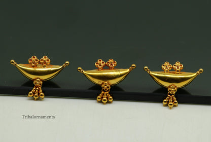 20kt yellow gold customized Traditional tribal style amulet pendant with elegant hanging drops, vintage antique ethnic banjara pendant gp21 - TRIBAL ORNAMENTS
