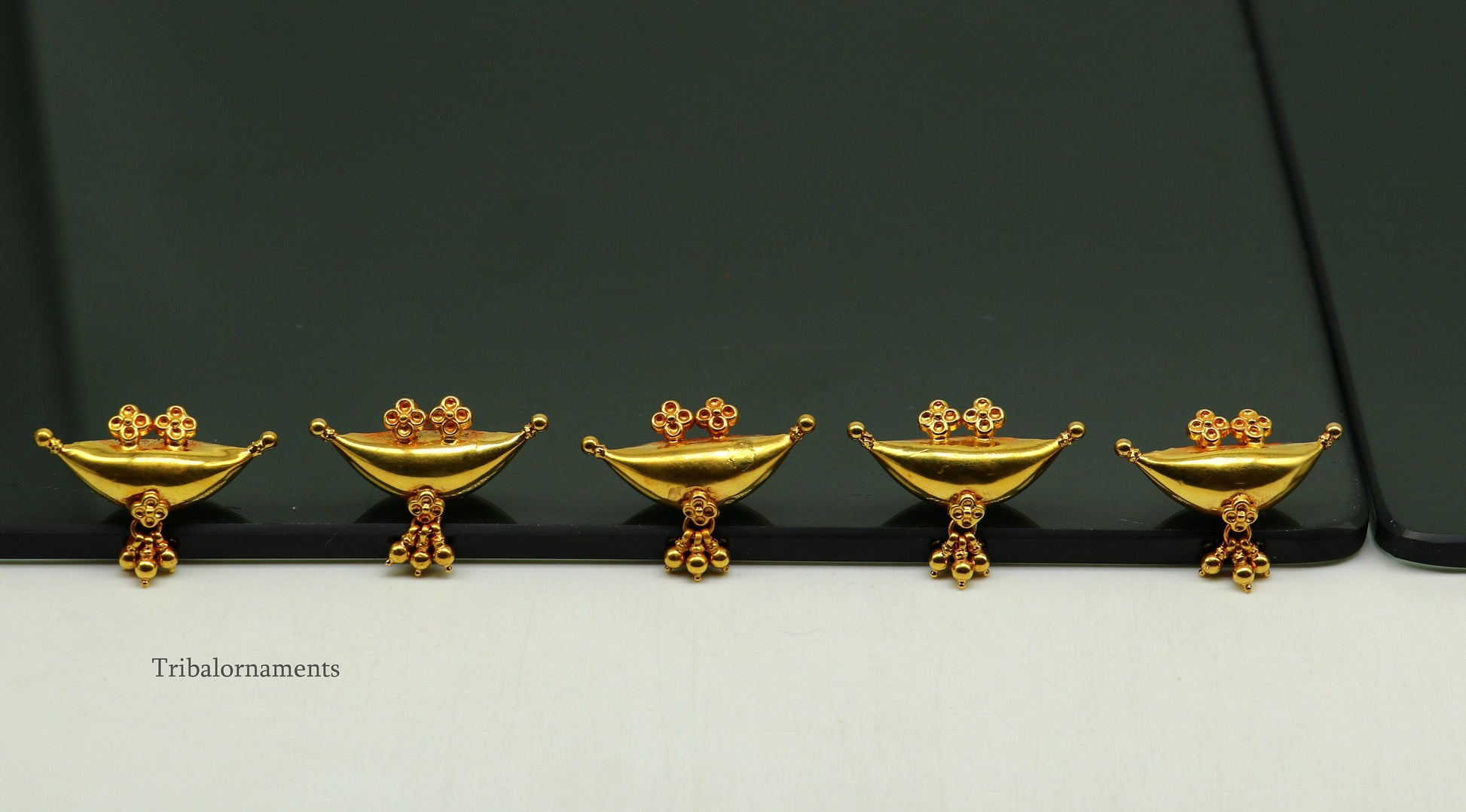 20kt yellow gold customized Traditional tribal style amulet pendant with elegant hanging drops, vintage antique ethnic banjara pendant gp21 - TRIBAL ORNAMENTS