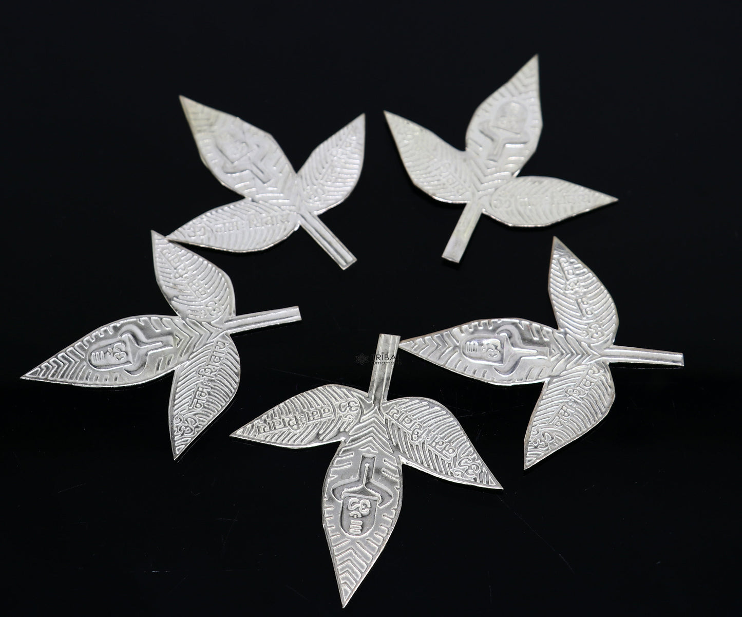 2" Lot Solid real silver handmade solid belva patra, shiva worshipping/ puja article, belpatra or bilva tree leaves su1133 - TRIBAL ORNAMENTS