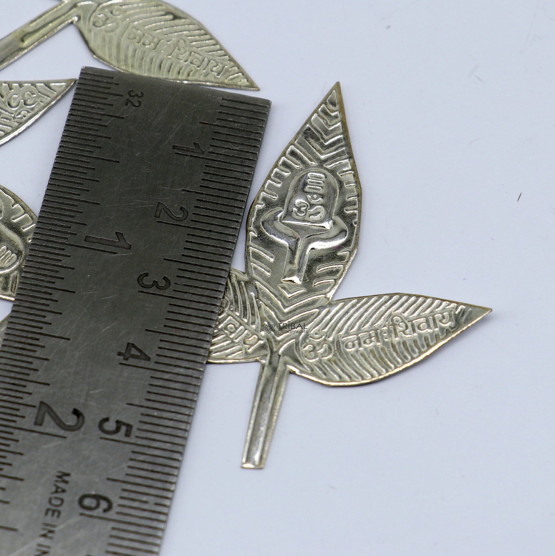 2" Lot Solid real silver handmade solid belva patra, shiva worshipping/ puja article, belpatra or bilva tree leaves su1133 - TRIBAL ORNAMENTS