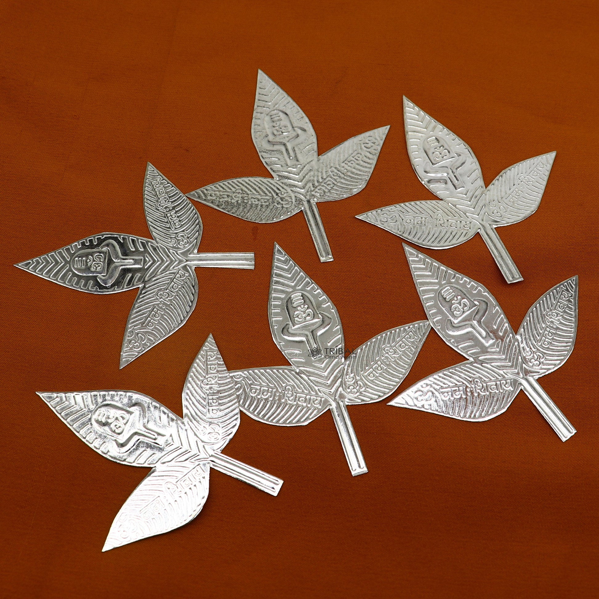 3" Lot Solid real silver handmade solid belva patra, shiva worshipping/ puja article, belpatra or bilva tree leaves su1132 - TRIBAL ORNAMENTS