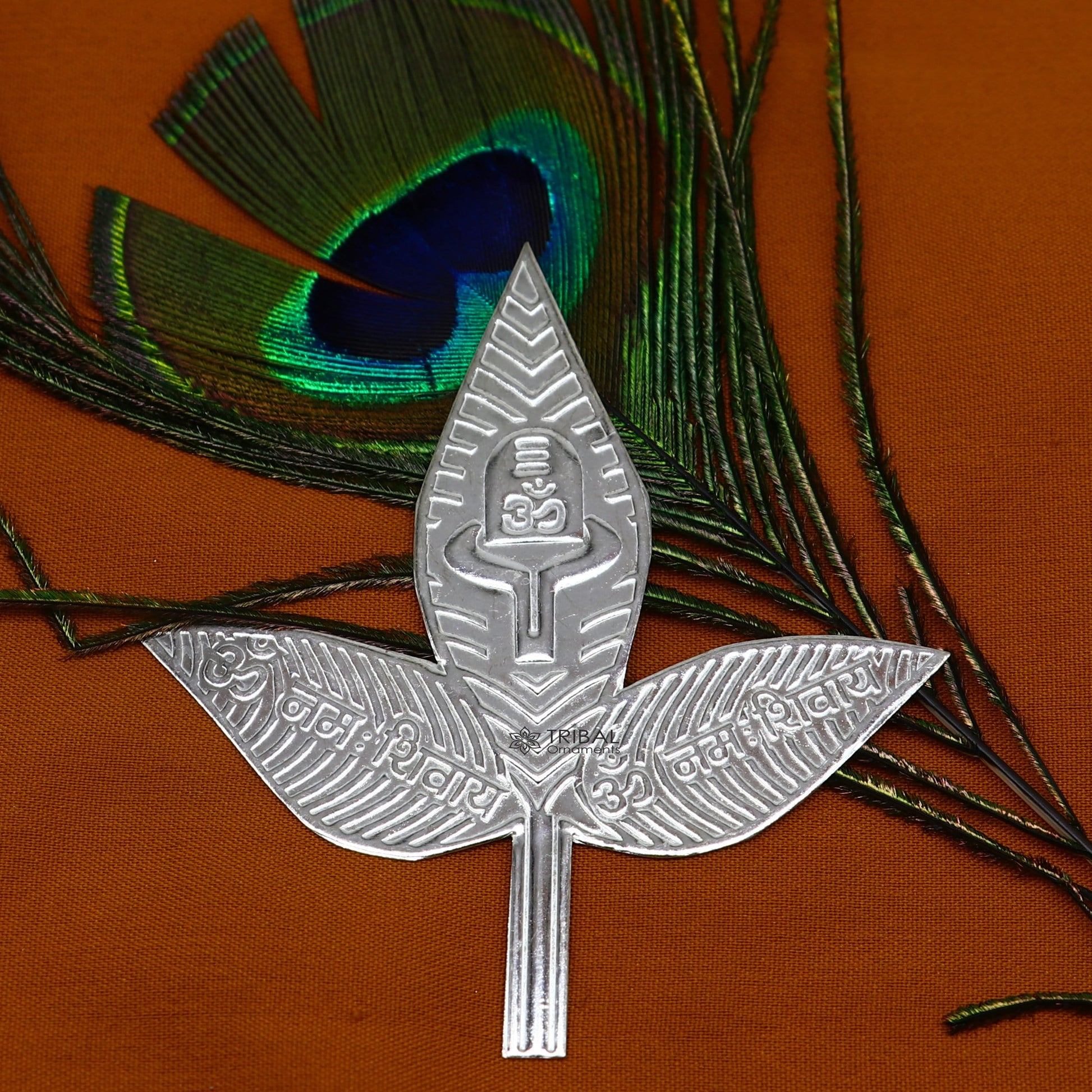 3" Lot Solid real silver handmade solid belva patra, shiva worshipping/ puja article, belpatra or bilva tree leaves su1132 - TRIBAL ORNAMENTS