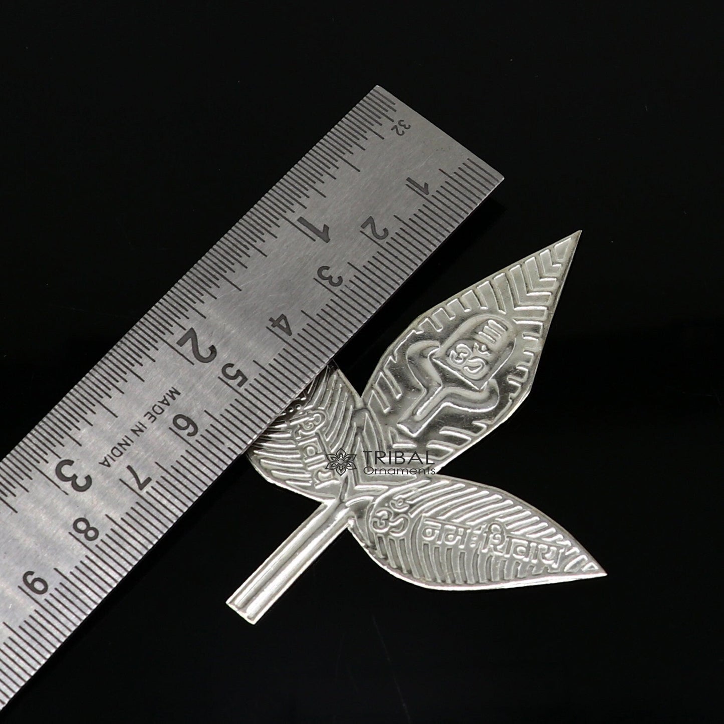 3" Lot Solid real silver handmade solid belva patra, shiva worshipping/ puja article, belpatra or bilva tree leaves su1132 - TRIBAL ORNAMENTS