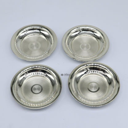 925 silver handmade small plate or Tilak bowl for saffron, sandal, or kumkum, crafted by TRIBAL ORNAMENTS.