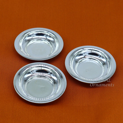 925 silver handmade small plate or Tilak bowl from TRIBAL ORNAMENTS, ideal for saffron, sandal, or kumkum tilak offerings.