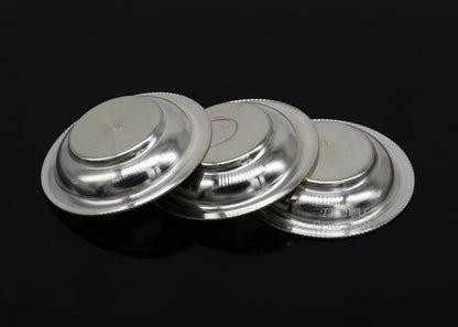 925 silver handmade small plate or Tilak bowl from Tribal Ornaments, ideal for saffron, sandal, or kumkum tilak.