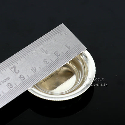 925 silver handmade small plate or Tilak bowl for saffron, sandal, or kumkum, crafted by TRIBAL ORNAMENTS.
