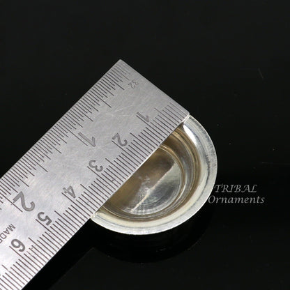 925 silver handmade silver small plate or Tilak bowl , best small tiny plate for saffron sandal or kumkum  tilak dani su896 - TRIBAL ORNAMENTS
