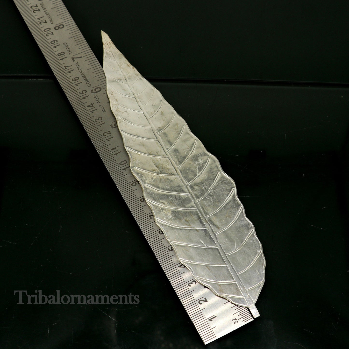 Silver mango tree design leaf Amazing puja worshipping article solid sterling silver diwali puja articles, silver utensils from india su512 - TRIBAL ORNAMENTS