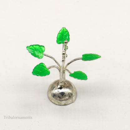 Solid sterling silver handmade mini tulsi plant basil rosary plant for puja temple article, excellent customized silver utensils  su447 - TRIBAL ORNAMENTS