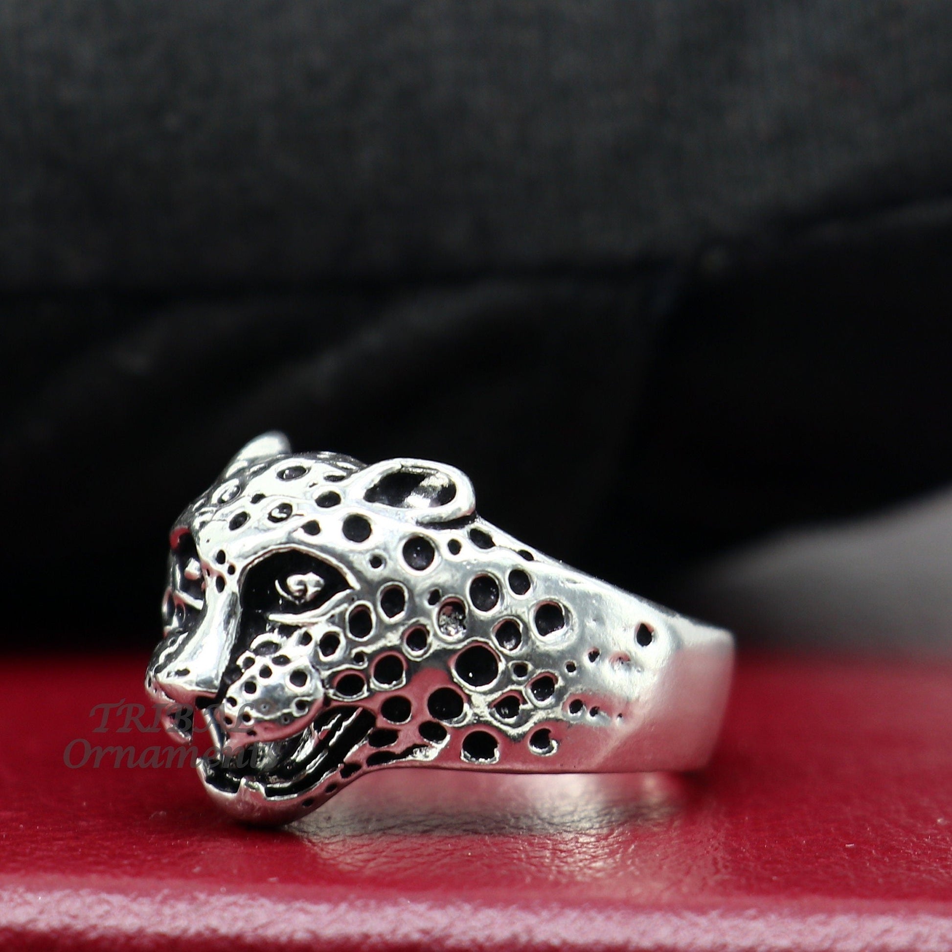 92.5% sterling silver handmade king lion head face for men's and boys gifting, stylish luxury lion ring  sr362 - TRIBAL ORNAMENTS