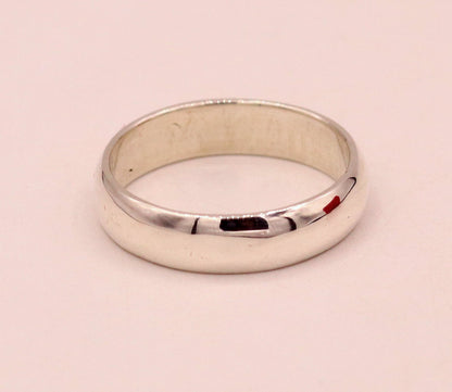 6mm 925 silver ring band by Tribal Ornaments, unisex engagement or wedding ring, showing smooth, polished finish with customizable size.