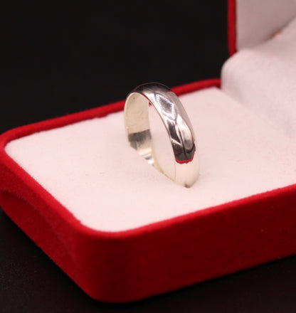 6mm 925 silver ring band by Tribal Ornaments, unisex engagement or wedding ring, customizable size, with intricate tribal design.