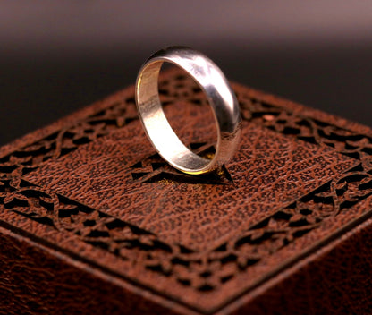 6mm 925 silver ring band by TRIBAL ORNAMENTS, unisex engagement or wedding ring with a smooth, polished finish and customizable size.