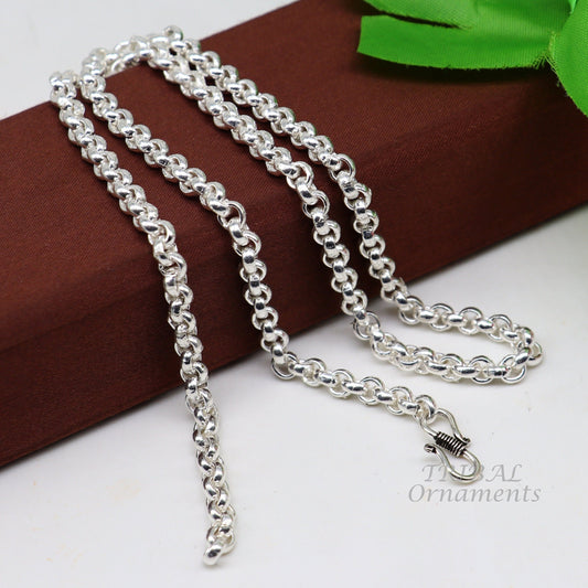 All sizes 925 Sterling silver handmade fabulous cable link rolo chain unisex necklace or anklet or belly chain  jewelry from india ch199 - TRIBAL ORNAMENTS