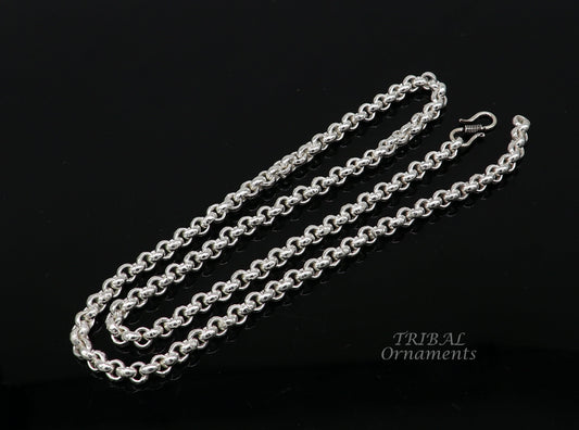 All sizes 925 Sterling silver handmade fabulous cable link rolo chain unisex necklace or anklet or belly chain  jewelry from india ch199 - TRIBAL ORNAMENTS