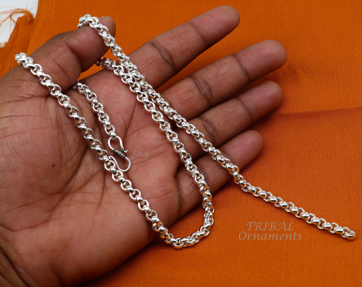 All sizes 925 Sterling silver handmade fabulous cable link rolo chain unisex necklace or anklet or belly chain  jewelry from india ch199 - TRIBAL ORNAMENTS