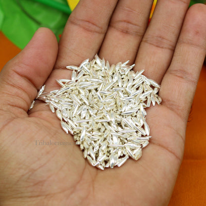 Tiny 999 silver rice Akshat and chawal for puja, traditional silver worshiping article from India by TRIBAL ORNAMENTS.