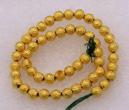 Vintage handmade 22kt yellow spotted gold beads, Rajasthani tribal style, for jewelry making, by TRIBAL ORNAMENTS.