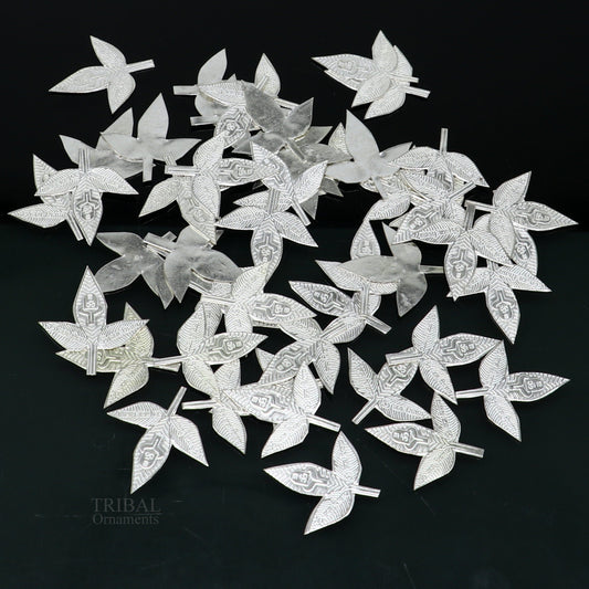 2.5 cm Lord Shiva bel Patra Solid silver handmade solid belva patra, shiva worshipping/ puja article, bel tree leaves for puja su673 - TRIBAL ORNAMENTS