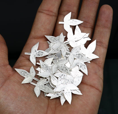 2.5 cm Lord Shiva bel Patra Solid silver handmade solid belva patra, shiva worshipping/ puja article, bel tree leaves for puja su673 - TRIBAL ORNAMENTS