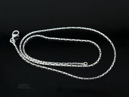 Sterling silver 1.5mm beaded chain necklace by TRIBAL ORNAMENTS, handmade with stylish silver beads, perfect for gifting.