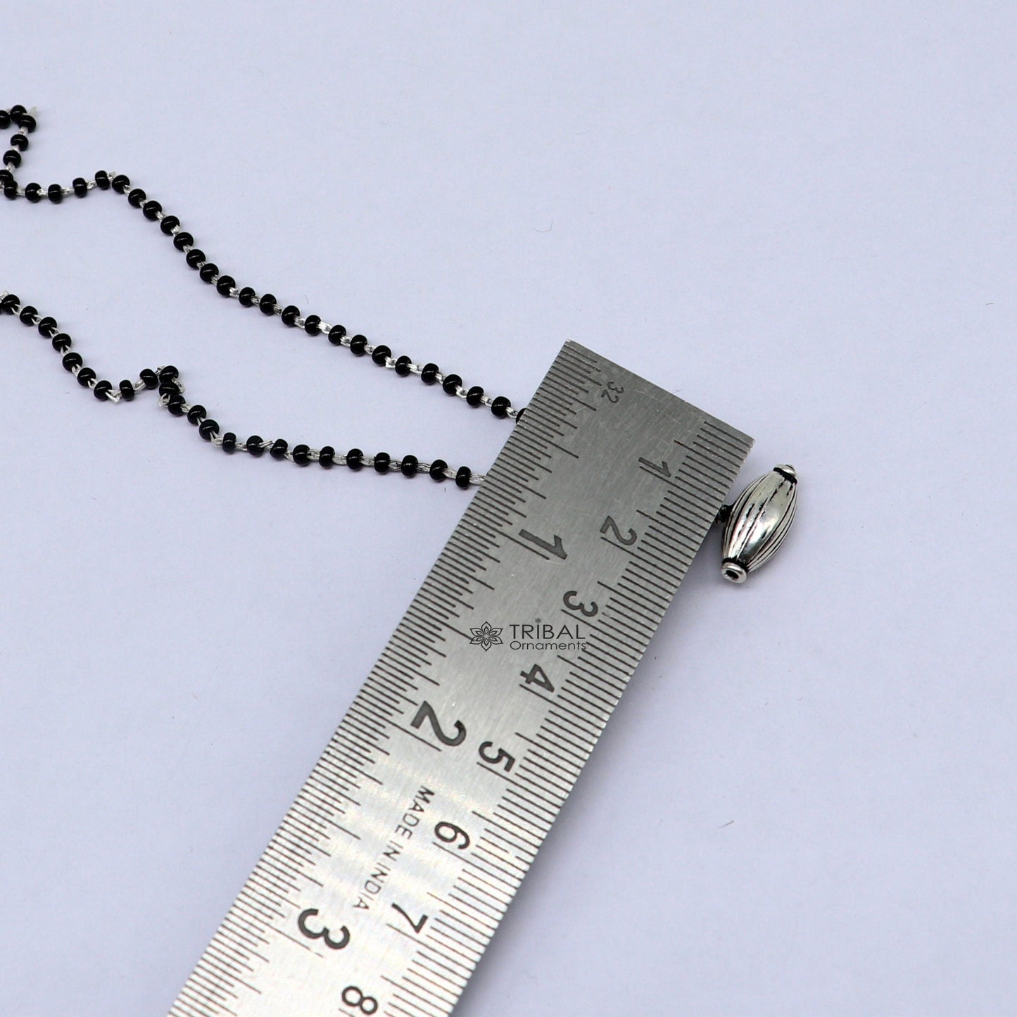 16" to 26" traditional cultural black beads 925 sterling silver stylish Single ball pendant necklace modern trendy delicate jewelry set626 - TRIBAL ORNAMENTS