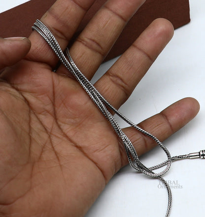 925 sterling silver wheat pendant chain, oxidized silver necklace with a trendy, handmade design and screw clasp closure.
