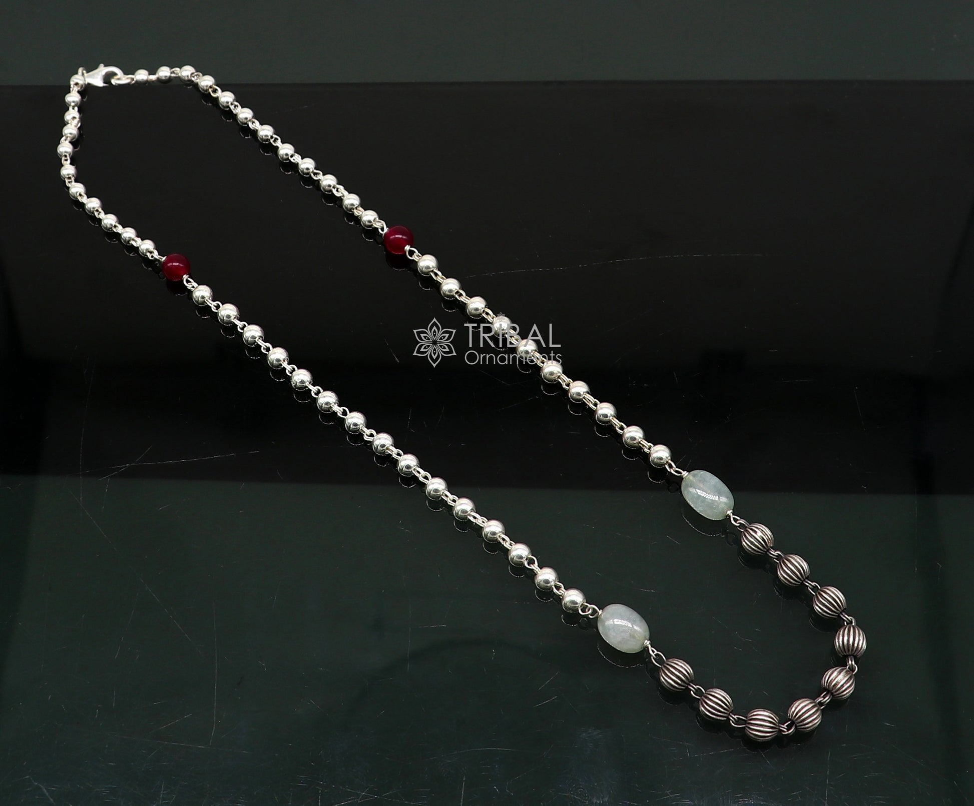 16" to 30" 925 sterling silver customized stylish beaded chain necklace, excellent gifting modern trendy necklace tribal jewelry ch248 - TRIBAL ORNAMENTS