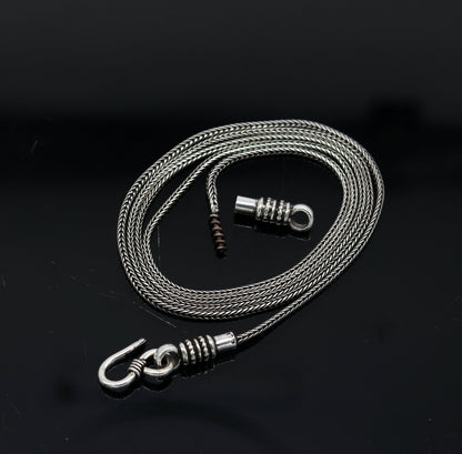 Tribal Ornaments 16-30 inch 925 sterling silver wheat pendant chain, oxidized silver, handmade trendy necklace chain.