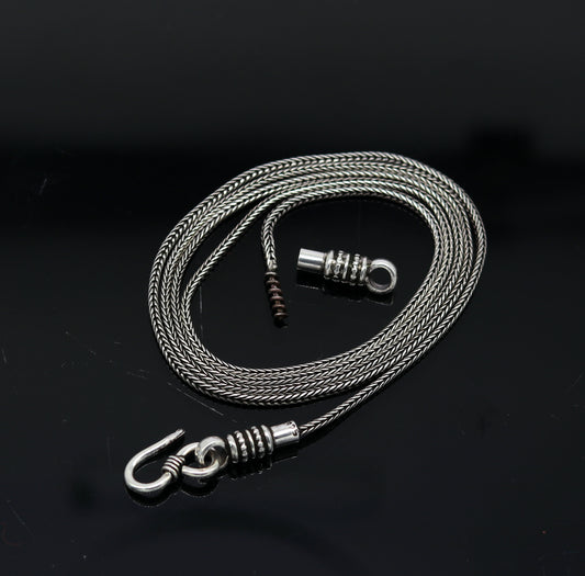 16" to 30" long 1.5mm screw chain 925 sterling silver handmade wheat chain pendant chain, necklace chain, oxidized silver chain trendy style nch37 - TRIBAL ORNAMENTS