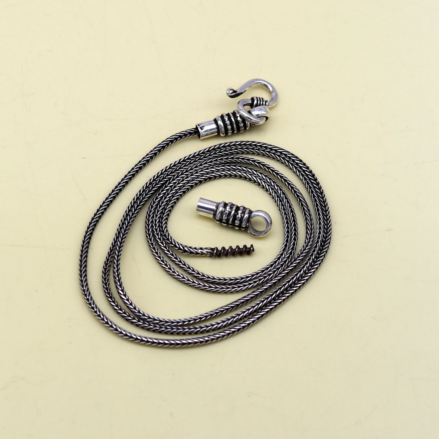 16" to 30" long 1.5mm screw chain 925 sterling silver handmade wheat chain pendant chain, necklace chain, oxidized silver chain trendy style nch37 - TRIBAL ORNAMENTS