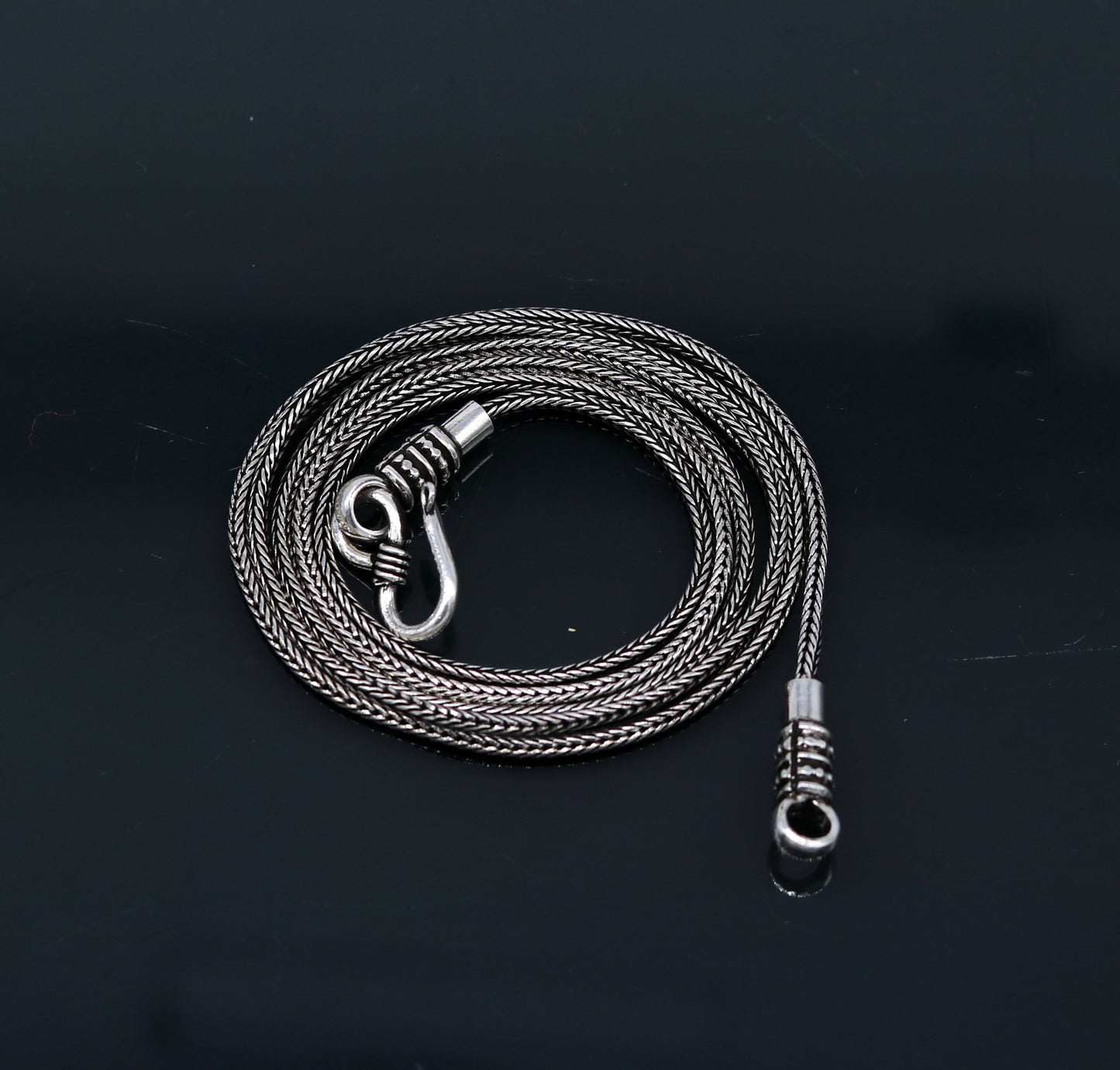 16" to 30" long 1.5mm screw chain 925 sterling silver handmade wheat chain pendant chain, necklace chain, oxidized silver chain trendy style nch37 - TRIBAL ORNAMENTS