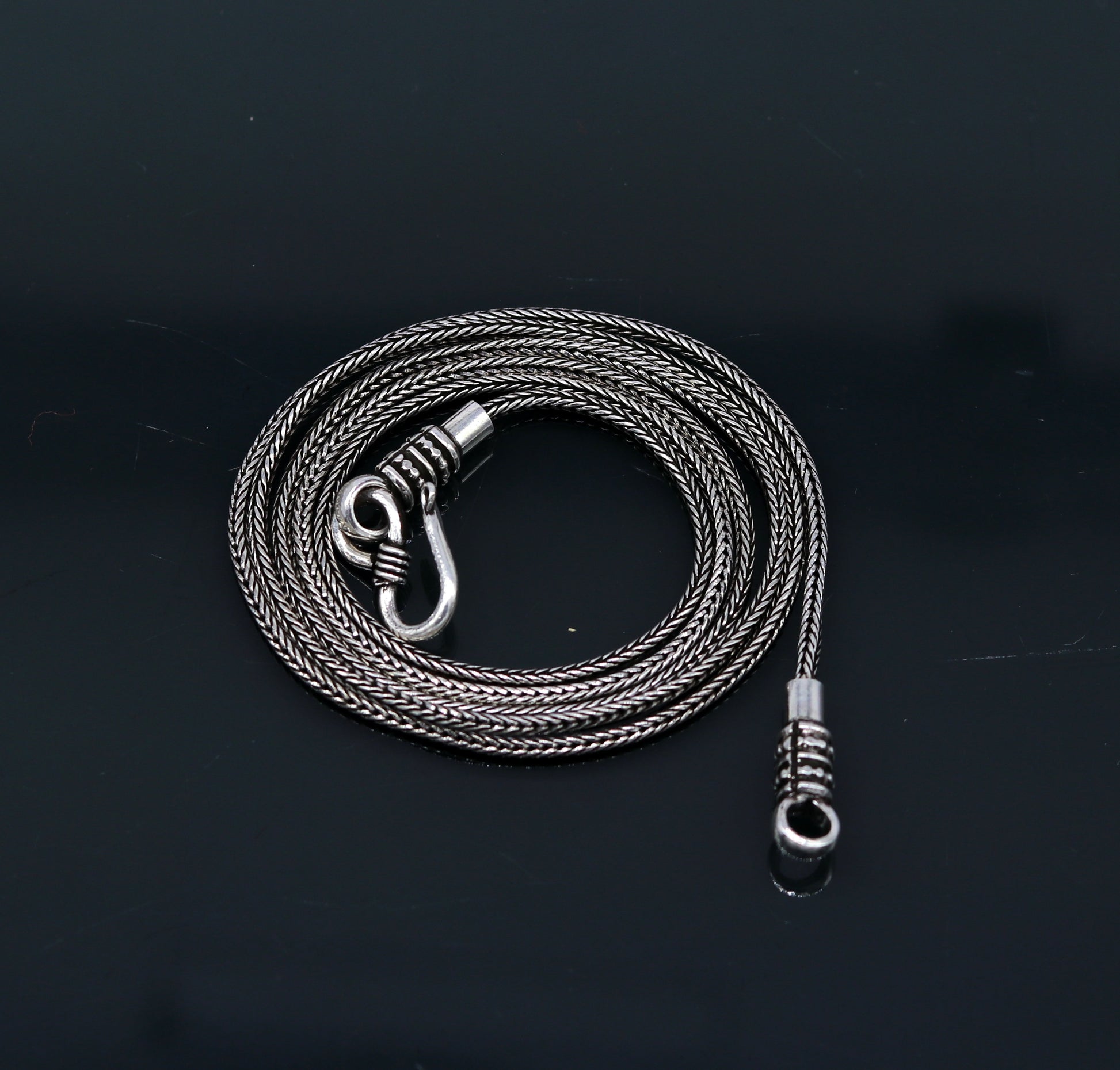 16" to 30" long 1.5mm screw chain 925 sterling silver handmade wheat chain pendant chain, necklace chain, oxidized silver chain trendy style nch37 - TRIBAL ORNAMENTS