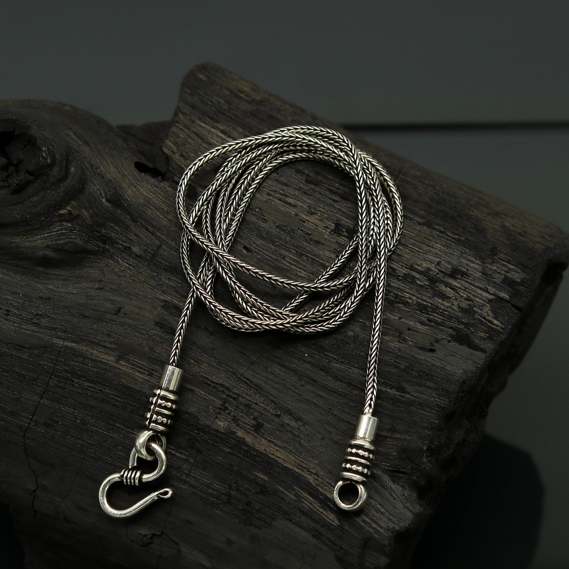 16" to 30" long 1.5mm screw chain 925 sterling silver handmade wheat chain pendant chain, necklace chain, oxidized silver chain trendy style nch37 - TRIBAL ORNAMENTS