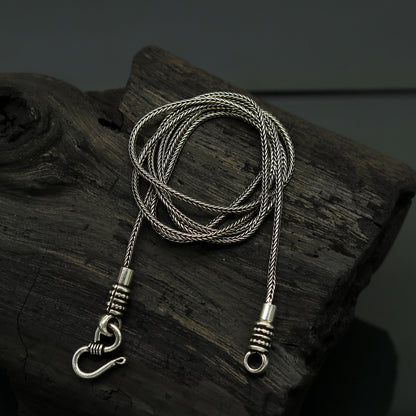 Sterling silver wheat necklace chain, 16 to 30 inches long, 1.5mm thick, oxidized finish, handmade trendy jewelry by Tribal Ornaments