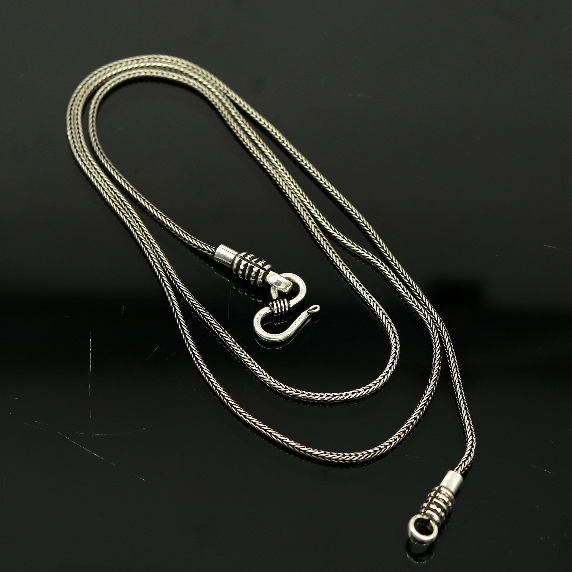 16" to 30" long 1.5mm screw chain 925 sterling silver handmade wheat chain pendant chain, necklace chain, oxidized silver chain trendy style nch37 - TRIBAL ORNAMENTS