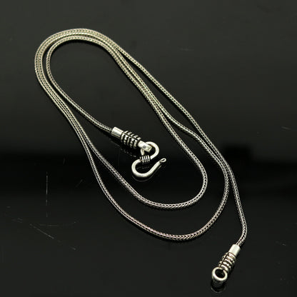 Sterling silver wheat pendant chain, 16 to 30 inches long, 1.5mm oxidized silver necklace with a trendy handmade style.