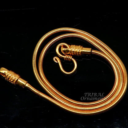 Sterling silver 16-30 inch gold-polished snake pendant chain necklace, handmade trendy jewelry from Tribal Ornaments.