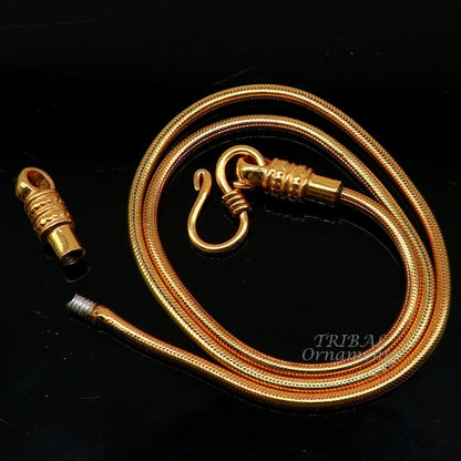 Sterling silver gold-polished snake pendant chain, 16 to 30 inches long, trendy handmade jewelry by TRIBAL ORNAMENTS.