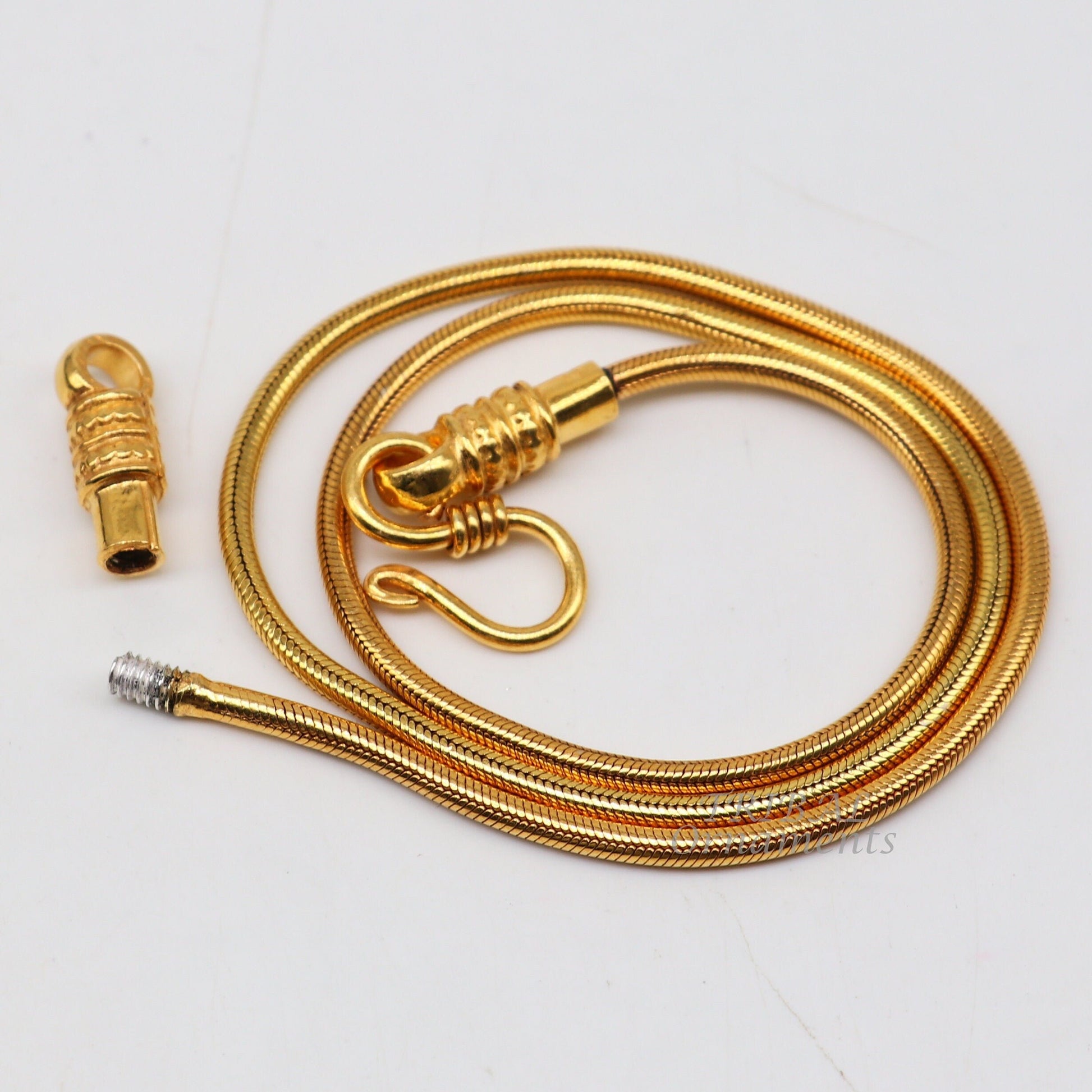 16" to 30" long screw chain 925 sterling silver handmade Gold polished snake chain pendant chain, necklace chain, silver chain trendy ch196 - TRIBAL ORNAMENTS