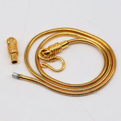 Sterling silver 16-30 inch gold-polished snake pendant chain from TRIBAL ORNAMENTS, featuring a trendy handmade design.