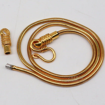 Sterling silver gold-polished snake chain necklace, 16 to 30 inches long, handmade trendy jewelry from Tribal Ornaments.